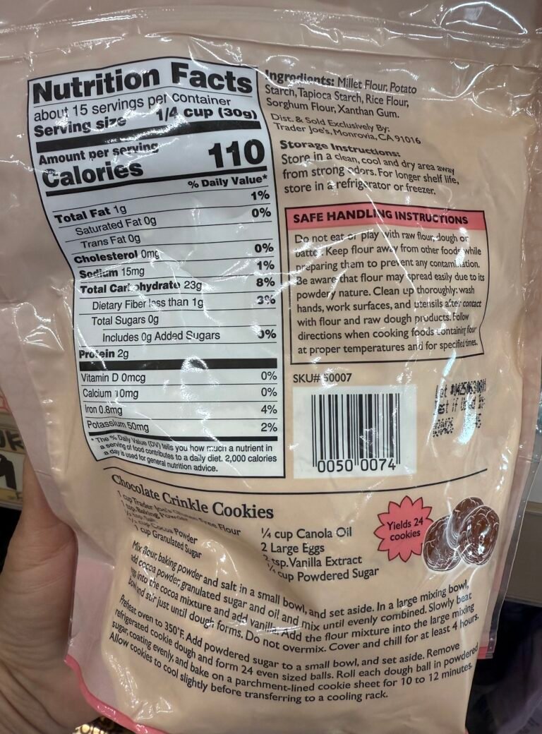 Trader Joe's GF Flour Nutrition Info